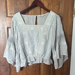 American Eagle Outfitters Green Bell Sleeve Blouse